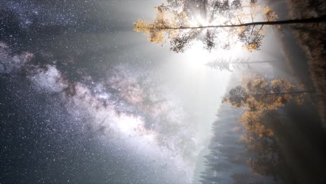 Galaxia-De-La-Vía-Láctea-Sobre-El-Bosque